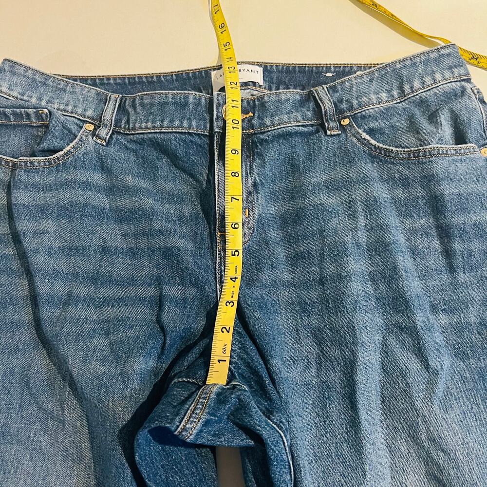 Lane Bryant Mid Rise Dreamfeel Boyfriend Plaid Cuff Jeans Size 16P Blue Red - Picture 8 of 10